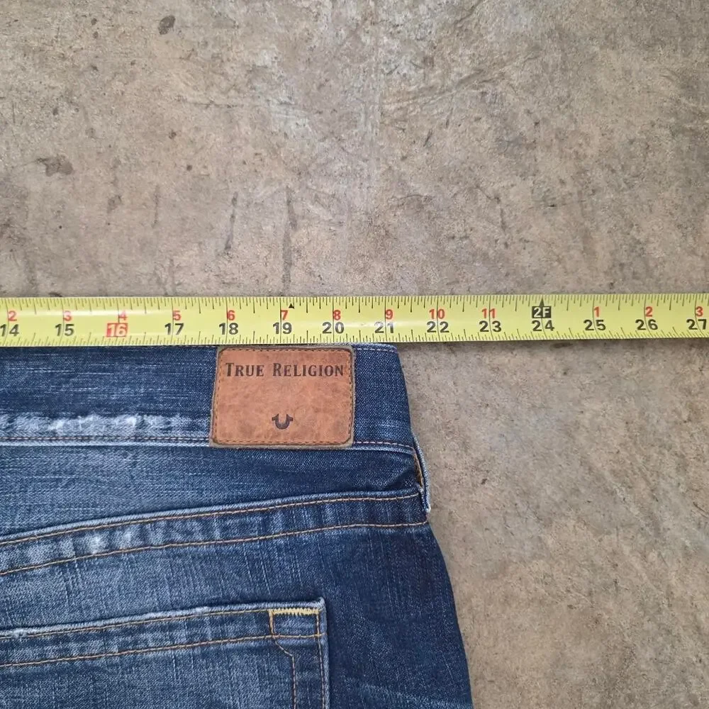 Y2K True Religion White Striped Denim Jeans (42x34)